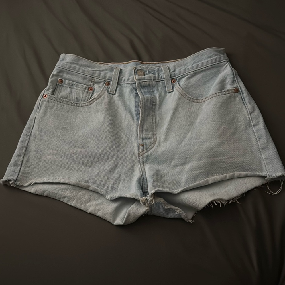 Levi's Blue Jean Shorts Distressed High-Waisted
